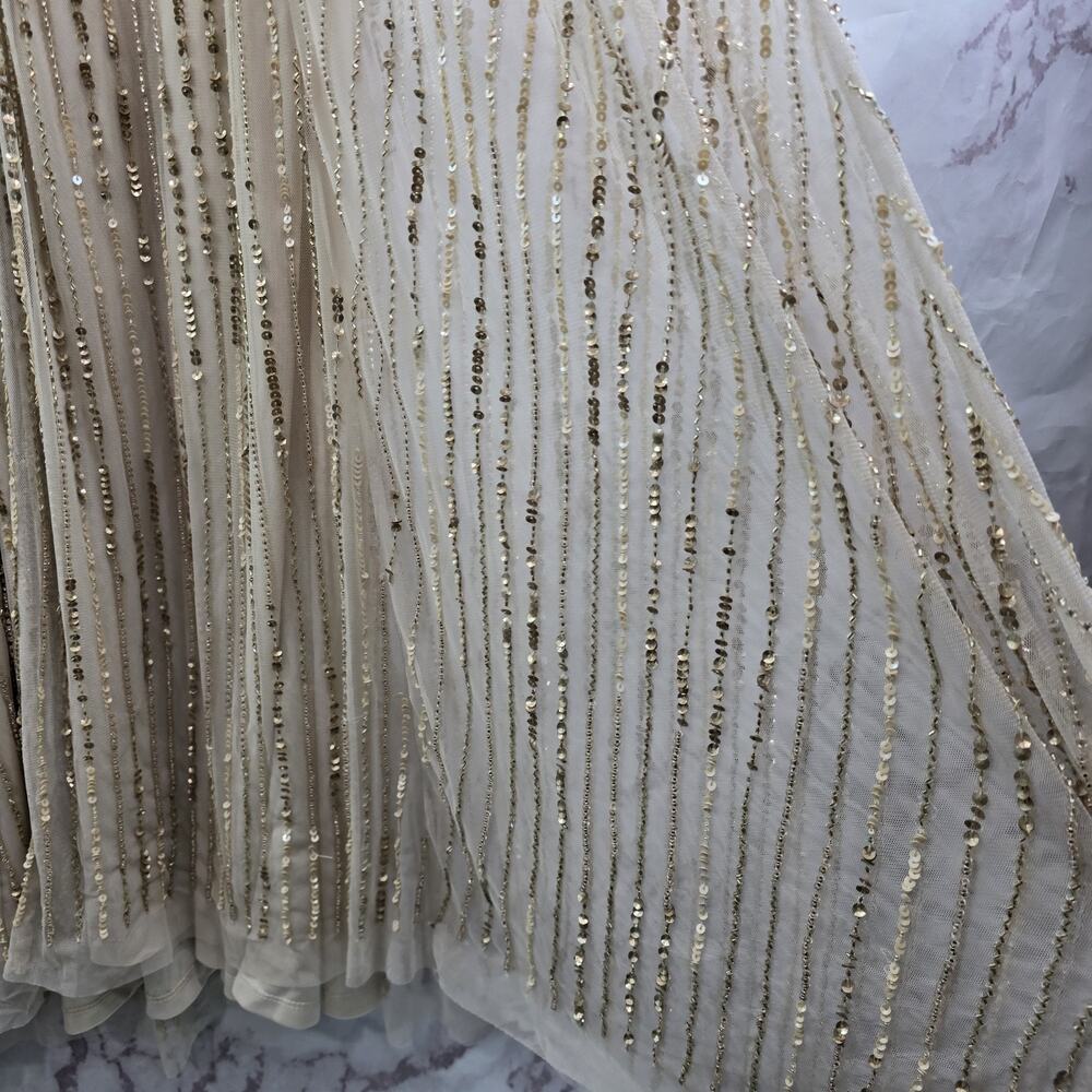 Anthropologie Dress Womens 16 Beaded Sequin Fidelia Champangne Gown Greek BHLDN - Picture 6 of 16